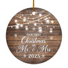 2025 Our First Christmas As Mr And Mrs Gift Brown For Wedding Newlywed Couple 2025 Christmas Tree Ornament | siriusteestore