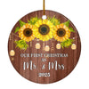 2025 Our First Christmas As Mr And Mrs Gift Sunflower For Wedding Newlywed Couple 2025 Christmas Tree Ornament | siriusteestore