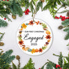 2025 Our First Christmas Engaged Just Married Autumn Leaf Gift For Wedding Newlywed Couple 2025 Christmas Tree Ornament | siriusteestore