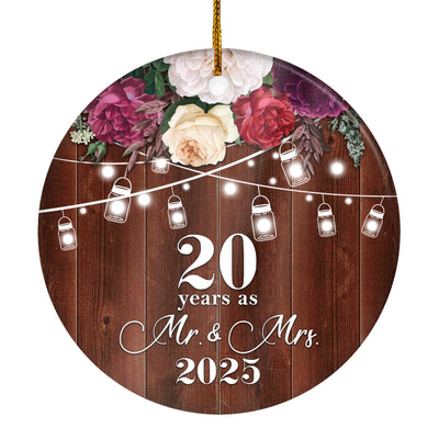 20th Anniversary Wedding Ornament 20 Years As Mr and Mrs For Couples Christmas Husband Wife Married Wedding Gift Holiday Decoration Christmas Tree Ornament | siriusteestore