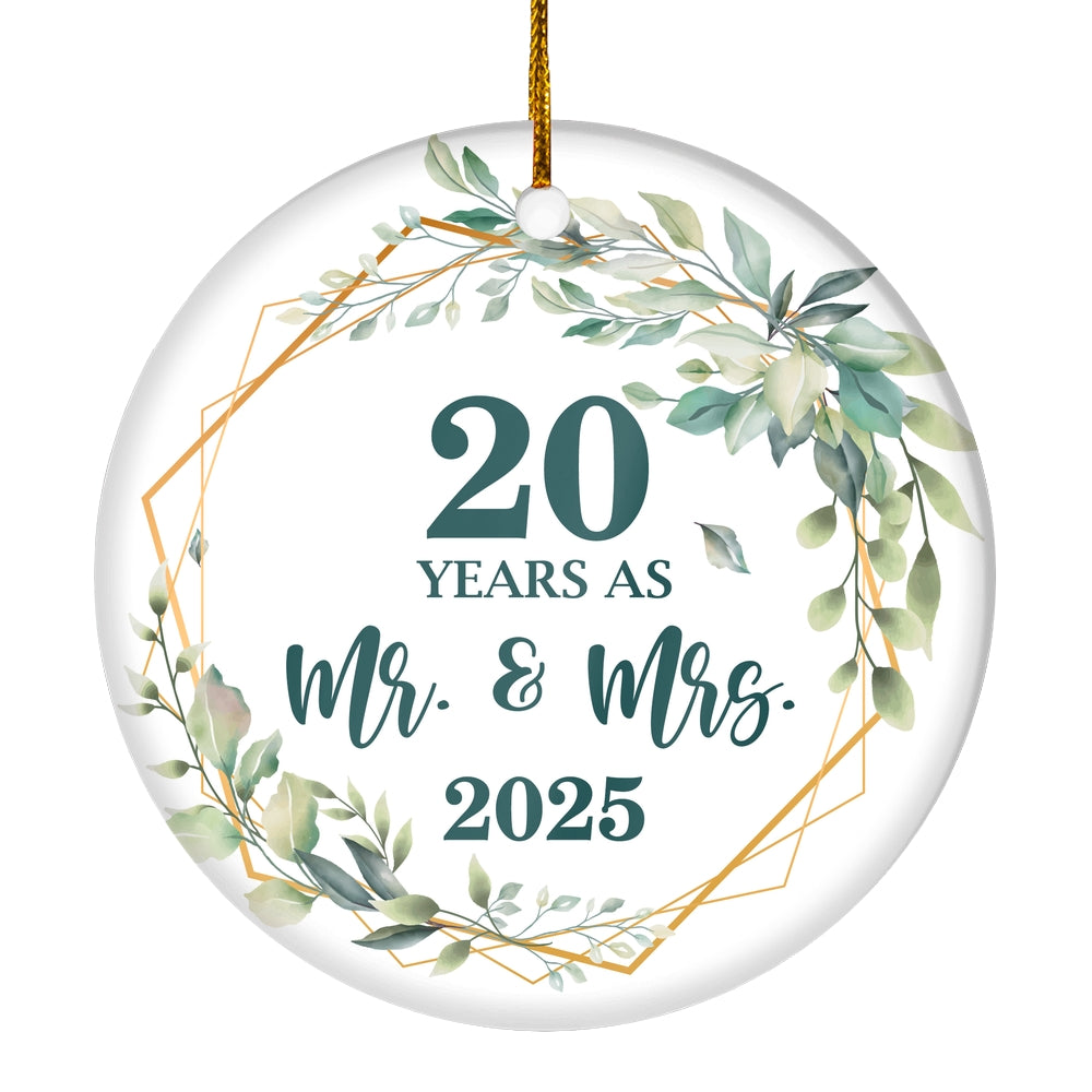 20th Anniversary Wedding Ornament Married 20 Years As Mr and Mrs For Couples Christmas Husband Wife Wedding Gift Holiday Decoration Christmas Tree Ornament | siriusteestore
