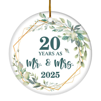 20th Anniversary Wedding Ornament Married 20 Years As Mr and Mrs For Couples Christmas Husband Wife Wedding Gift Holiday Decoration Christmas Tree Ornament | siriusteestore