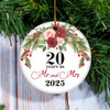 20th Wedding Anniversary 20 Years As Mr & Mrs 2025 Christmas Ornaments Gifts For Couples Husband Wife Holiday Decoration Christmas Tree Ornament | siriusteestore