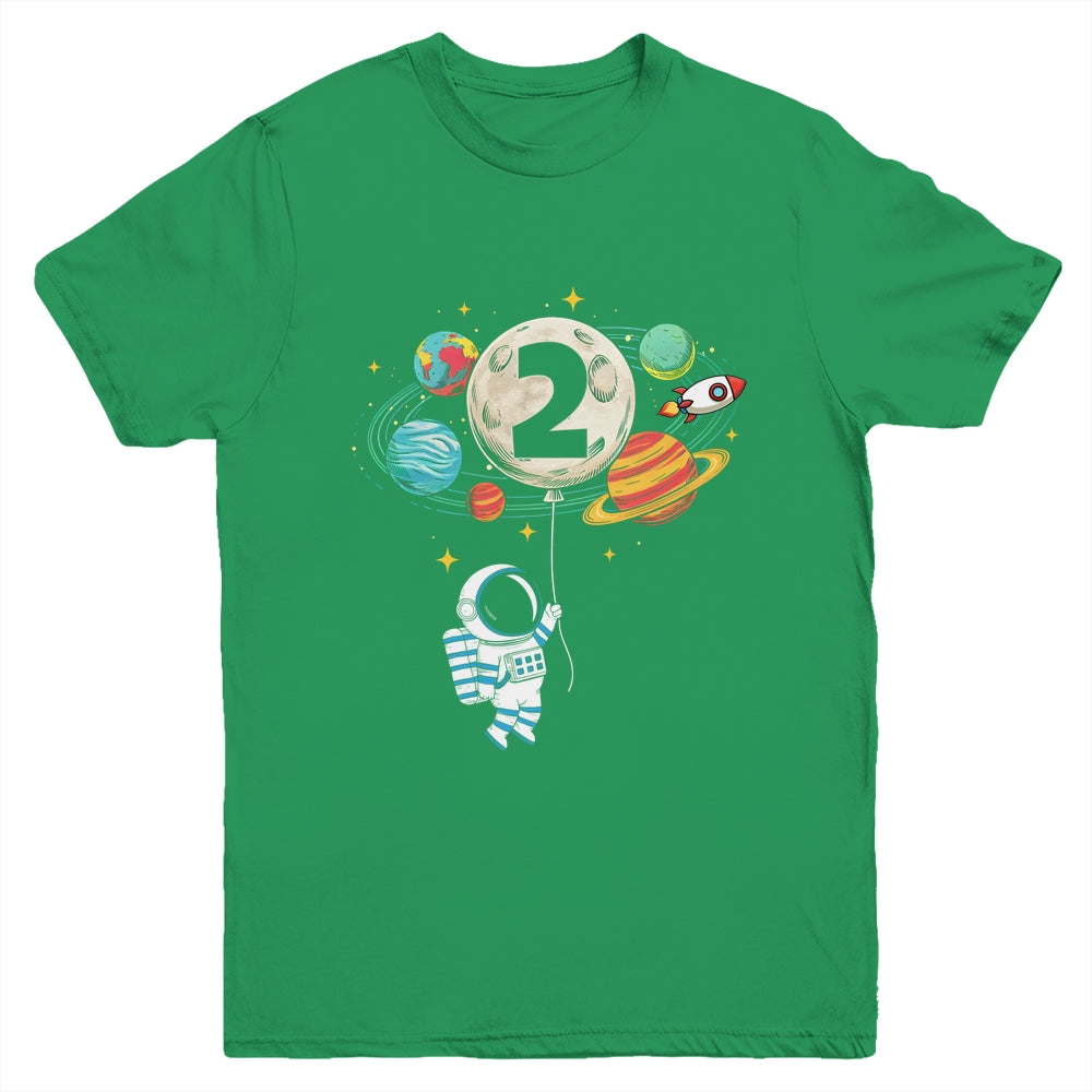 2 Years Old Birthday Boy Astronaut Space 2nd Birthday Youth Shirt | siriusteestore