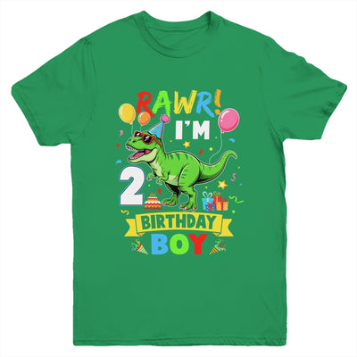2 Years Old Boy 2nd Birthday Boy T Rex Dinosaur Youth Shirt | siriusteestore