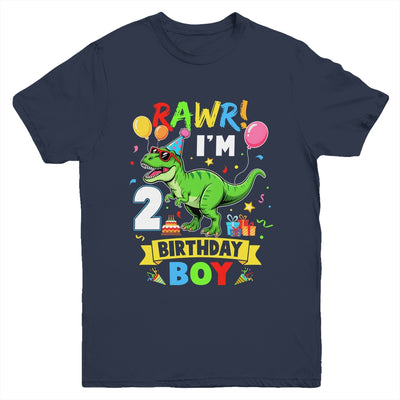 2 Years Old Boy 2nd Birthday Boy T Rex Dinosaur Youth Shirt | siriusteestore