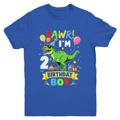 2 Years Old Boy 2nd Birthday Boy T Rex Dinosaur Youth Shirt | siriusteestore