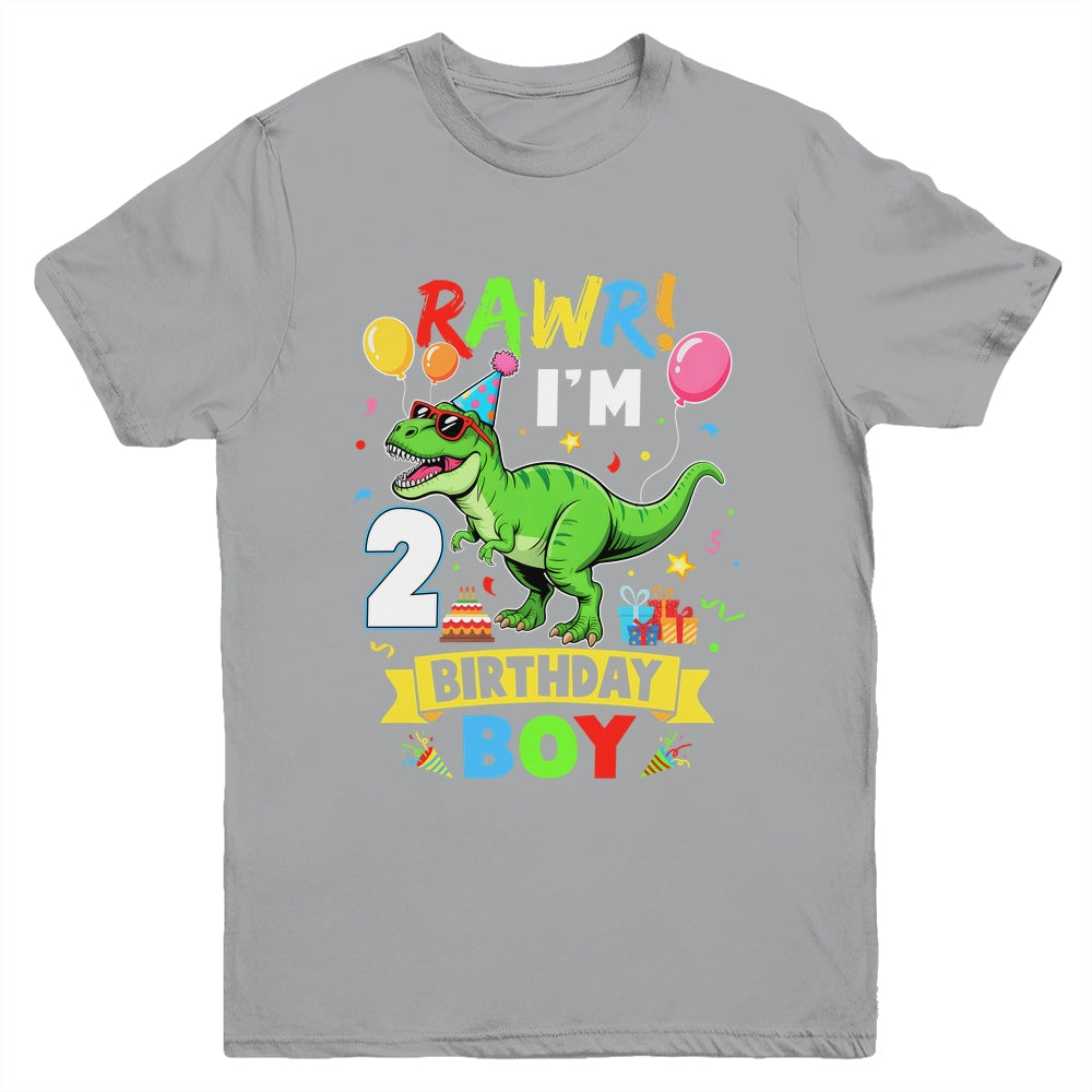 2 Years Old Boy 2nd Birthday Boy T Rex Dinosaur Youth Shirt | siriusteestore