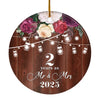 2nd Anniversary Wedding Ornament 2 Years As Mr and Mrs For Couples Christmas Husband Wife Married Wedding Gift Holiday Decoration Christmas Tree Ornament | siriusteestore