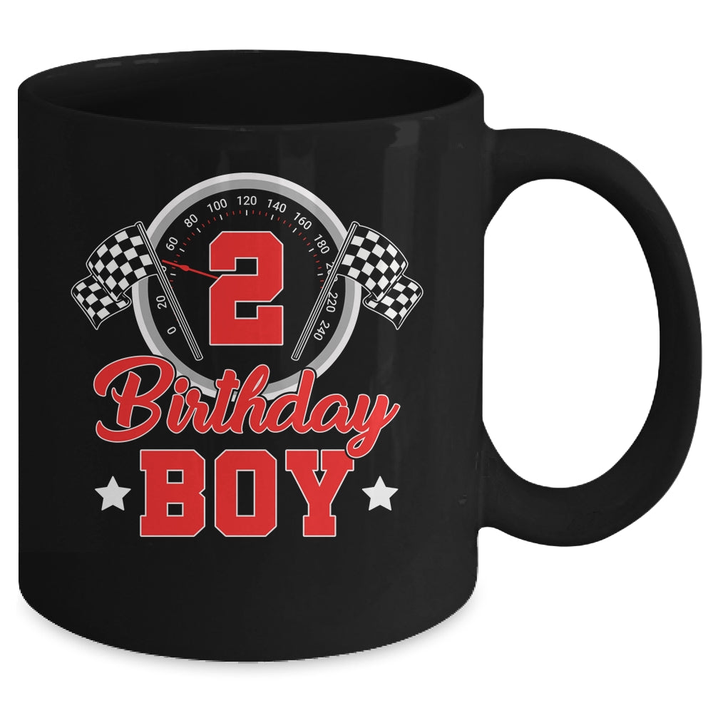 2nd Birthday Boy Race Car Birthday Racing Car Flag Mug | siriusteestore