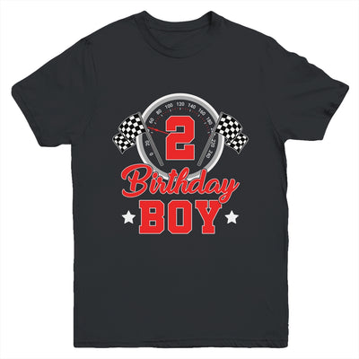 2nd Birthday Boy Race Car Birthday Racing Car Flag Youth Shirt | siriusteestore