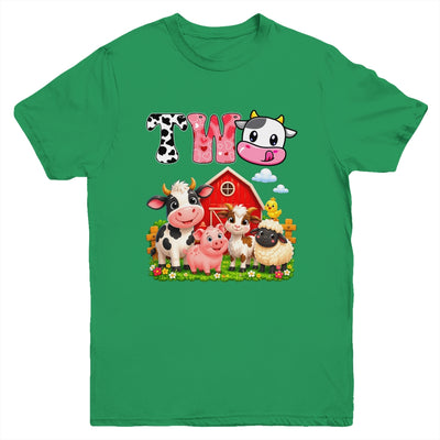 2nd Birthday Two Years Old Farm Theme Party Cow Birthday Youth Shirt | siriusteestore