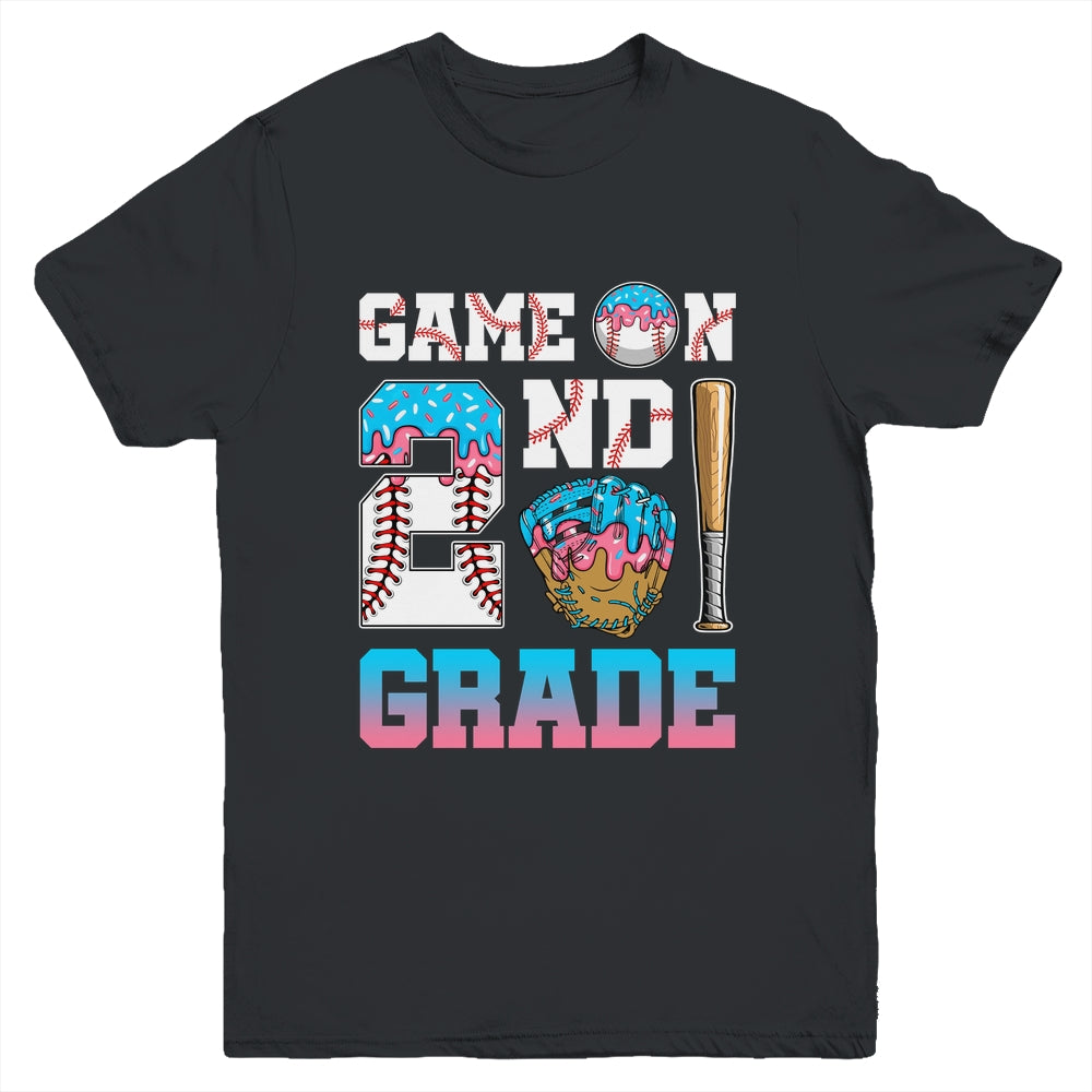 2nd Grade Back To School Baseball Drip Ice Cream Game On Youth Shirt | siriusteestore