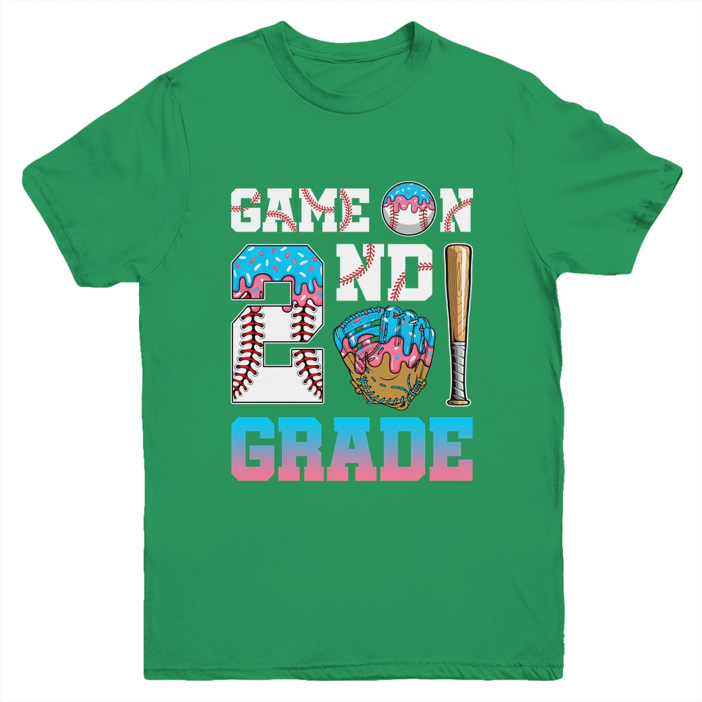 2nd Grade Back To School Baseball Drip Ice Cream Game On Youth Shirt | siriusteestore