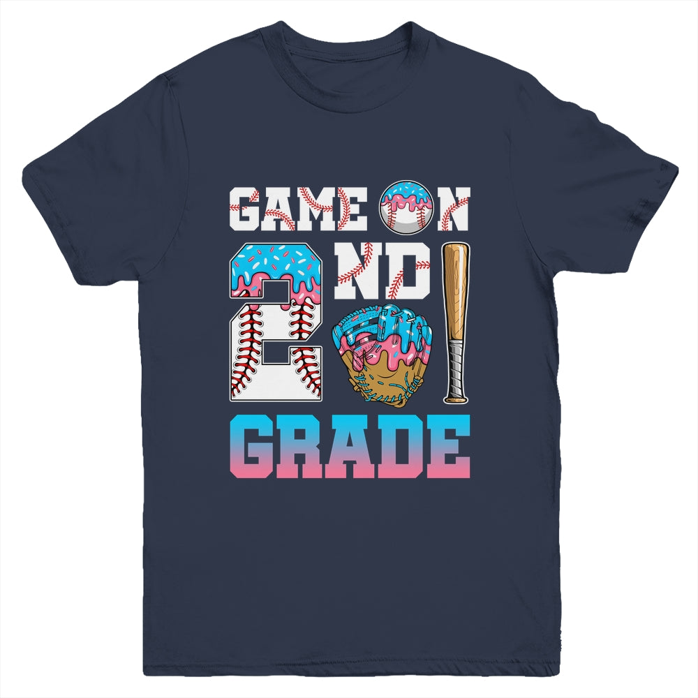 2nd Grade Back To School Baseball Drip Ice Cream Game On Youth Shirt | siriusteestore