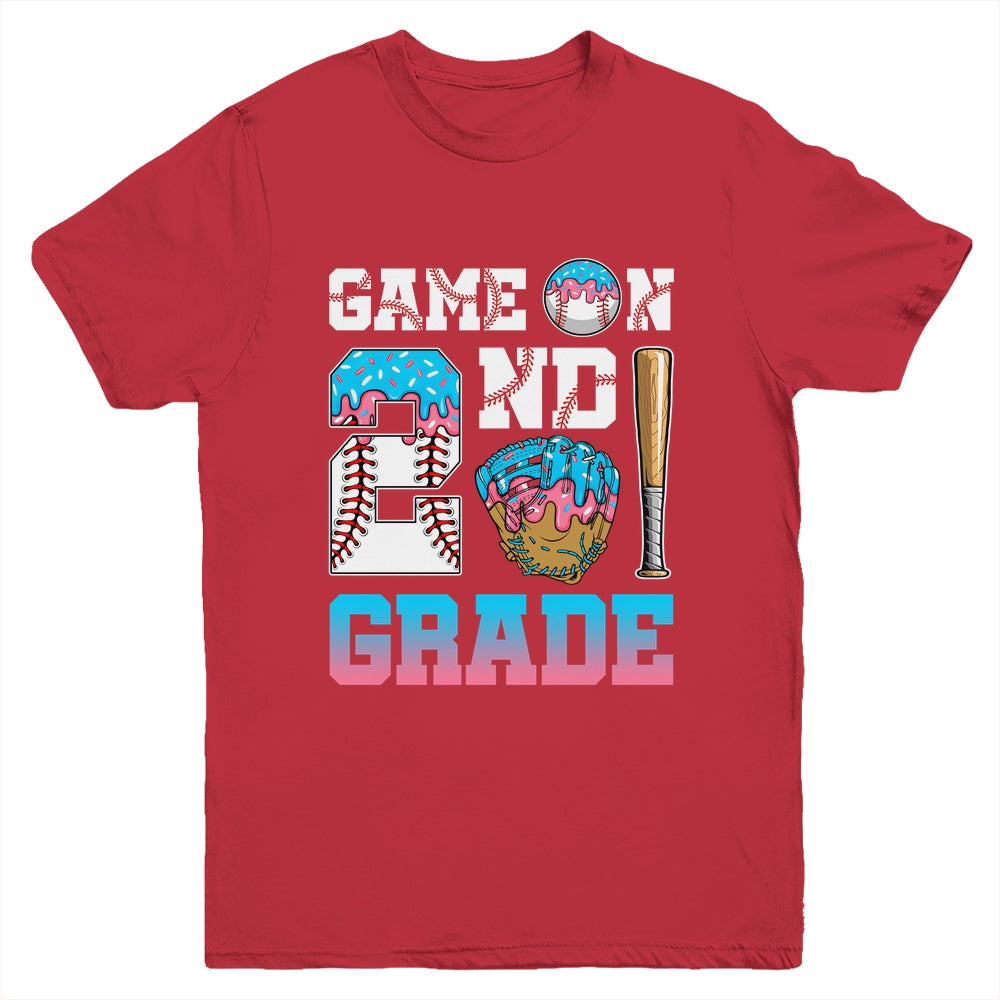 2nd Grade Back To School Baseball Drip Ice Cream Game On Youth Shirt | siriusteestore