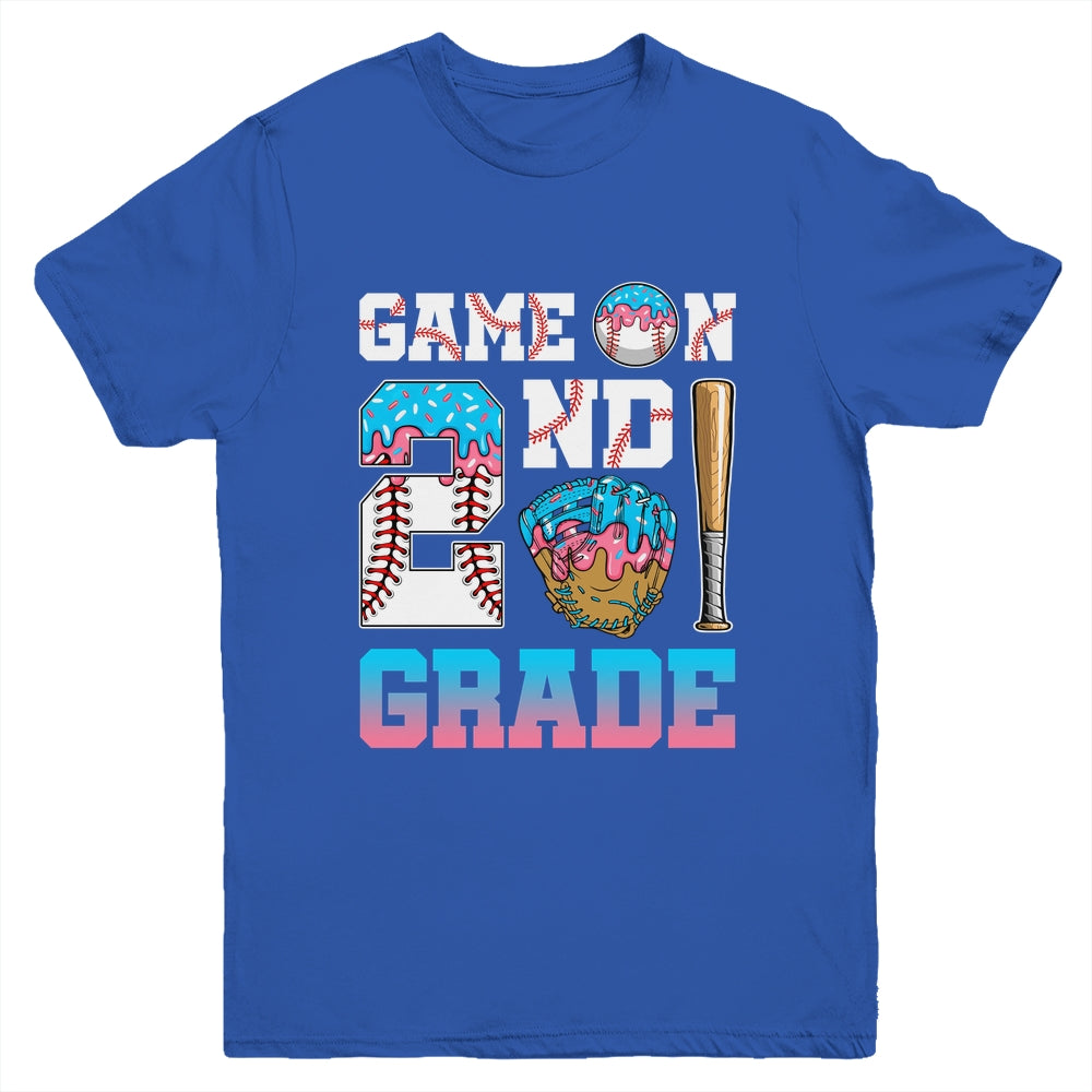 2nd Grade Back To School Baseball Drip Ice Cream Game On Youth Shirt | siriusteestore