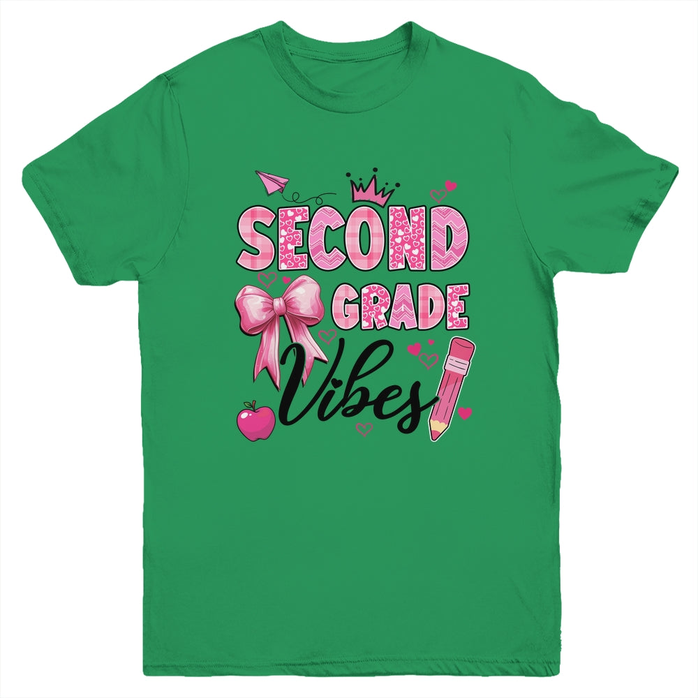 2nd Second Grade Vibes Back To School Coquette Teacher Girl Youth Shirt | siriusteestore