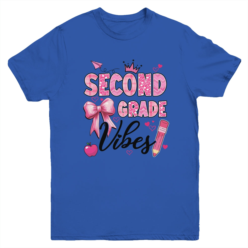2nd Second Grade Vibes Back To School Coquette Teacher Girl Youth Shirt | siriusteestore