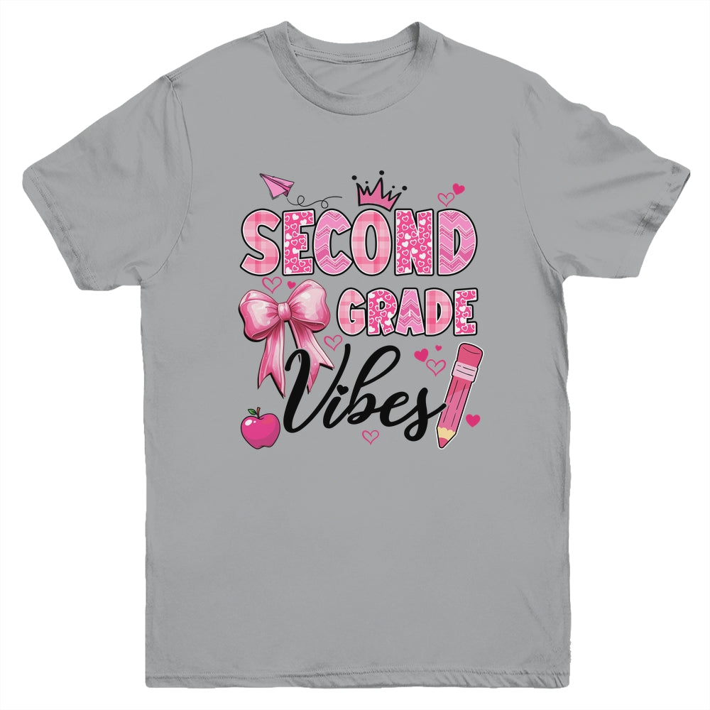 2nd Second Grade Vibes Back To School Coquette Teacher Girl Youth Shirt | siriusteestore