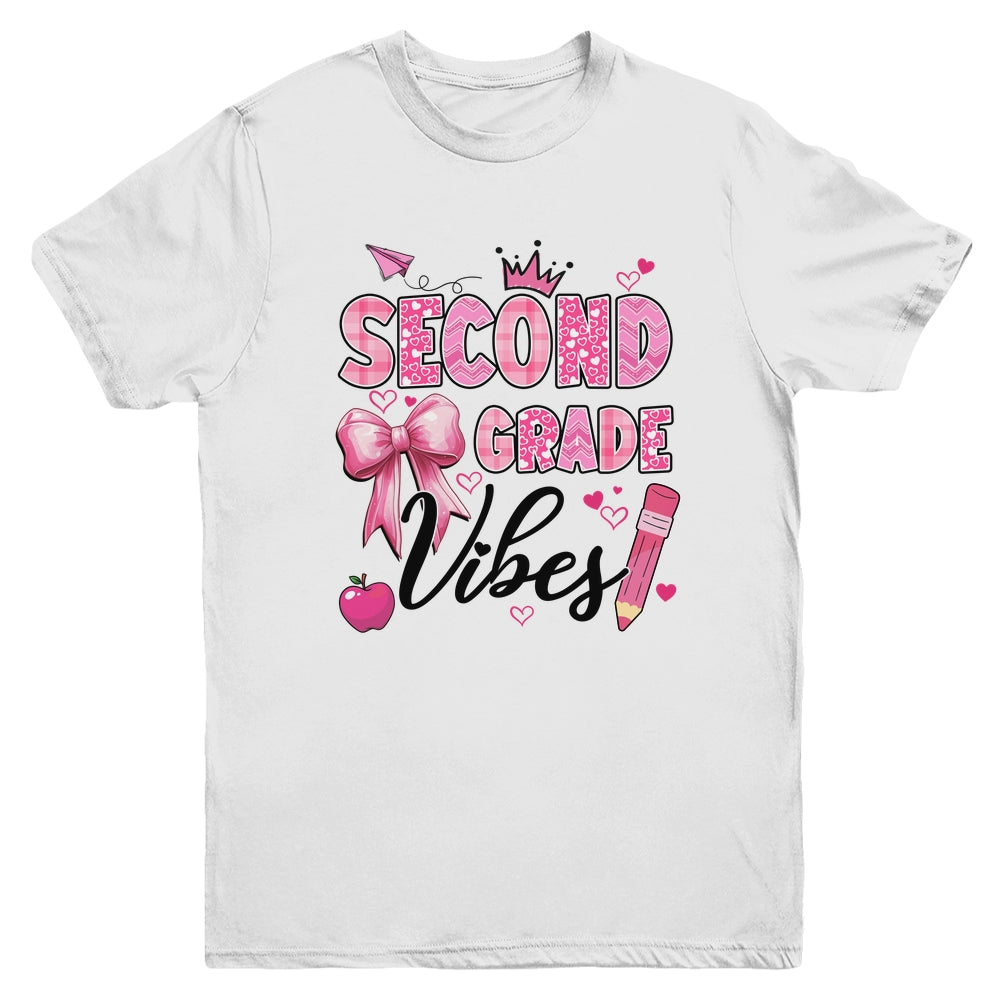 2nd Second Grade Vibes Back To School Coquette Teacher Girl Youth Shirt | siriusteestore