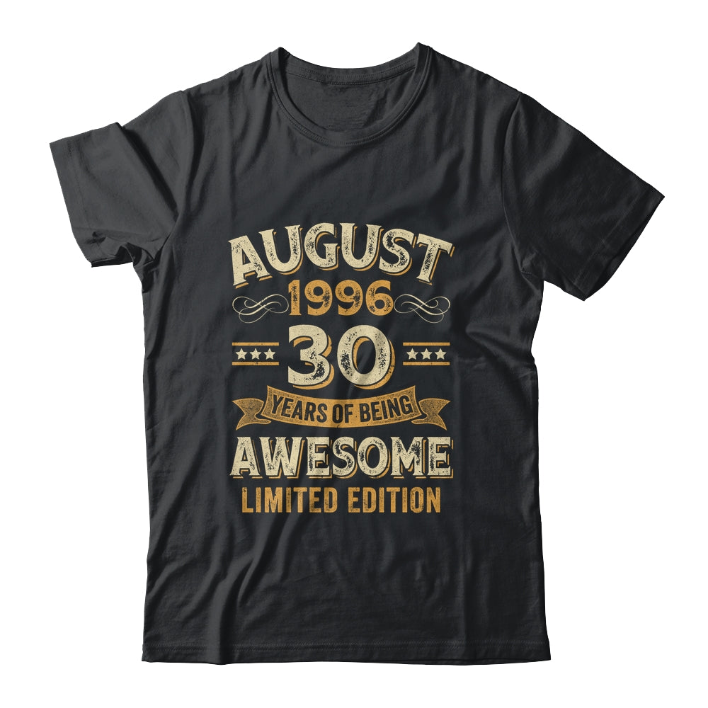 30 Years Awesome Vintage August 1996 30th Birthday Shirt & Hoodie | siriusteestore