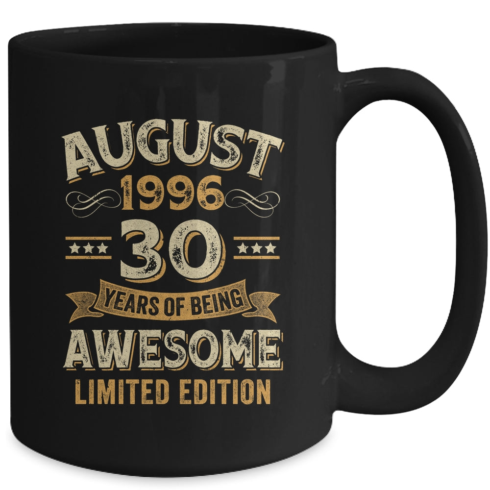 30 Years Awesome Vintage August 1996 30th Birthday Mug | siriusteestore