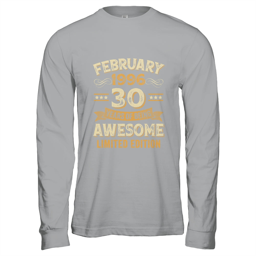 30 Years Awesome Vintage February 1996 30th Birthday Shirt & Hoodie | siriusteestore