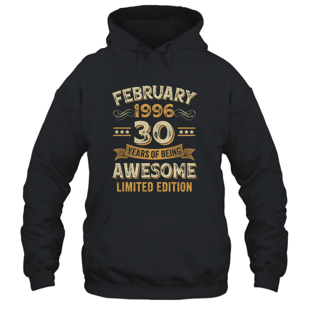 30 Years Awesome Vintage February 1996 30th Birthday Shirt & Hoodie | siriusteestore