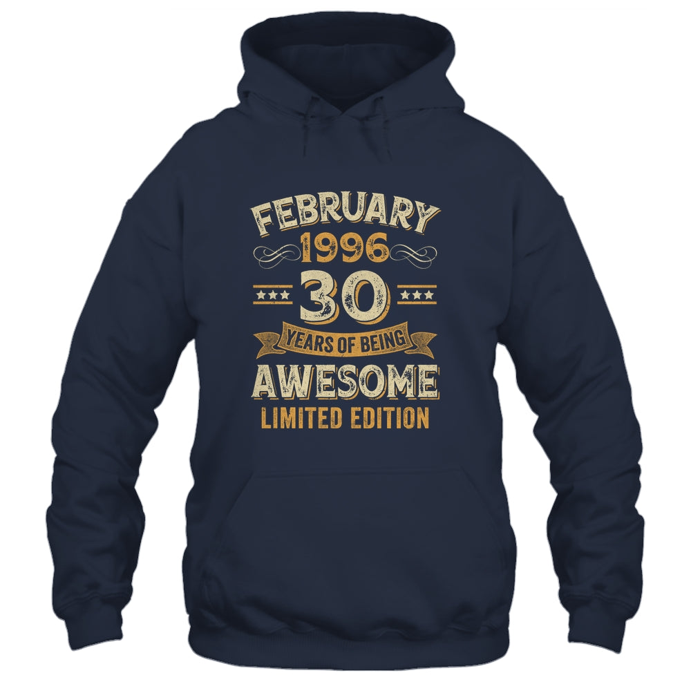 30 Years Awesome Vintage February 1996 30th Birthday Shirt & Hoodie | siriusteestore