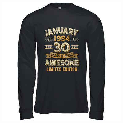 30 Years Awesome Vintage January 1994 30th Birthday Shirt & Hoodie | siriusteestore