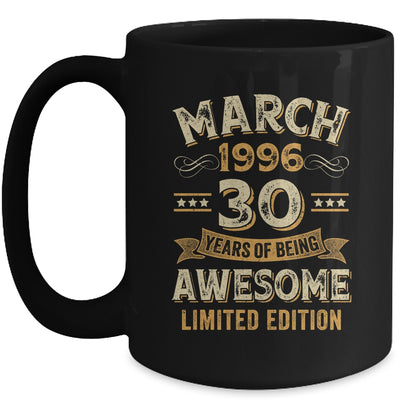 30 Years Awesome Vintage March 1996 30th Birthday Mug | siriusteestore