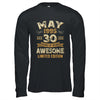 30 Years Awesome Vintage May 1995 30th Birthday Shirt & Hoodie | siriusteestore