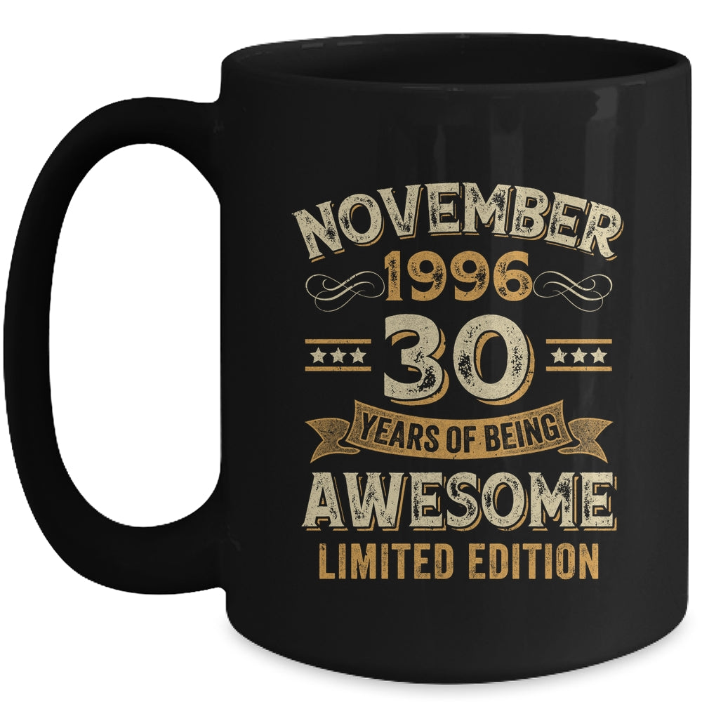 30 Years Awesome Vintage November 1996 30th Birthday Mug | siriusteestore