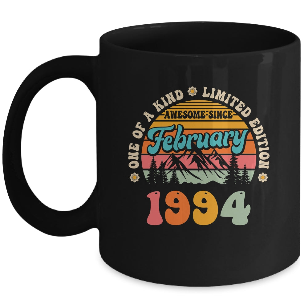 30 Years Old Awesome Since February 1994 30th Birthday Groovy Mug | siriusteestore
