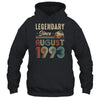 30 Years Old Legendary Since August 1993 30th Birthday Shirt & Hoodie | siriusteestore