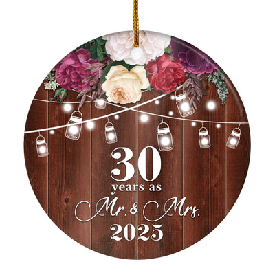30th Anniversary Wedding Ornament 30 Years As Mr and Mrs For Couples Christmas Husband Wife Married Wedding Gift Holiday Decoration Christmas Tree Ornament | siriusteestore