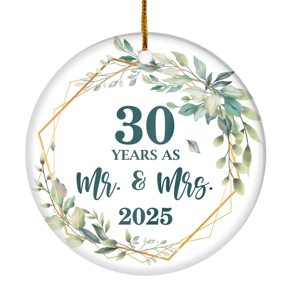 30th Anniversary Wedding Ornament Married 30 Years As Mr and Mrs For Couples Christmas Husband Wife Wedding Gift Holiday Decoration Christmas Tree Ornament | siriusteestore