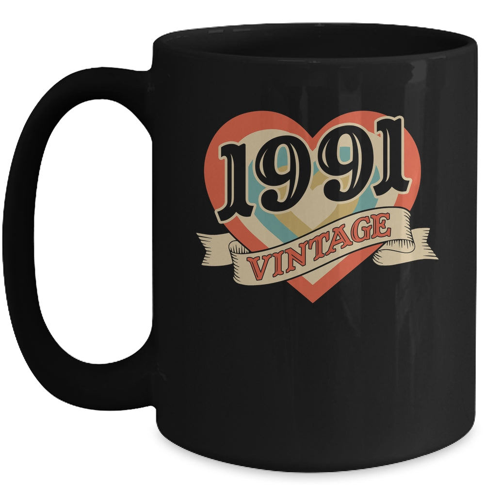 34th Birthday Gifts Classic Retro Heart Vintage 1991 Mug | siriusteestore