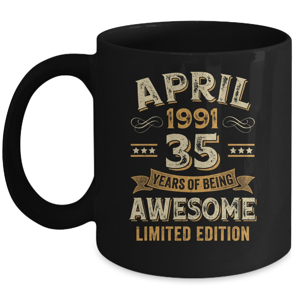 35 Years Awesome Vintage April 1991 35th Birthday Mug | siriusteestore