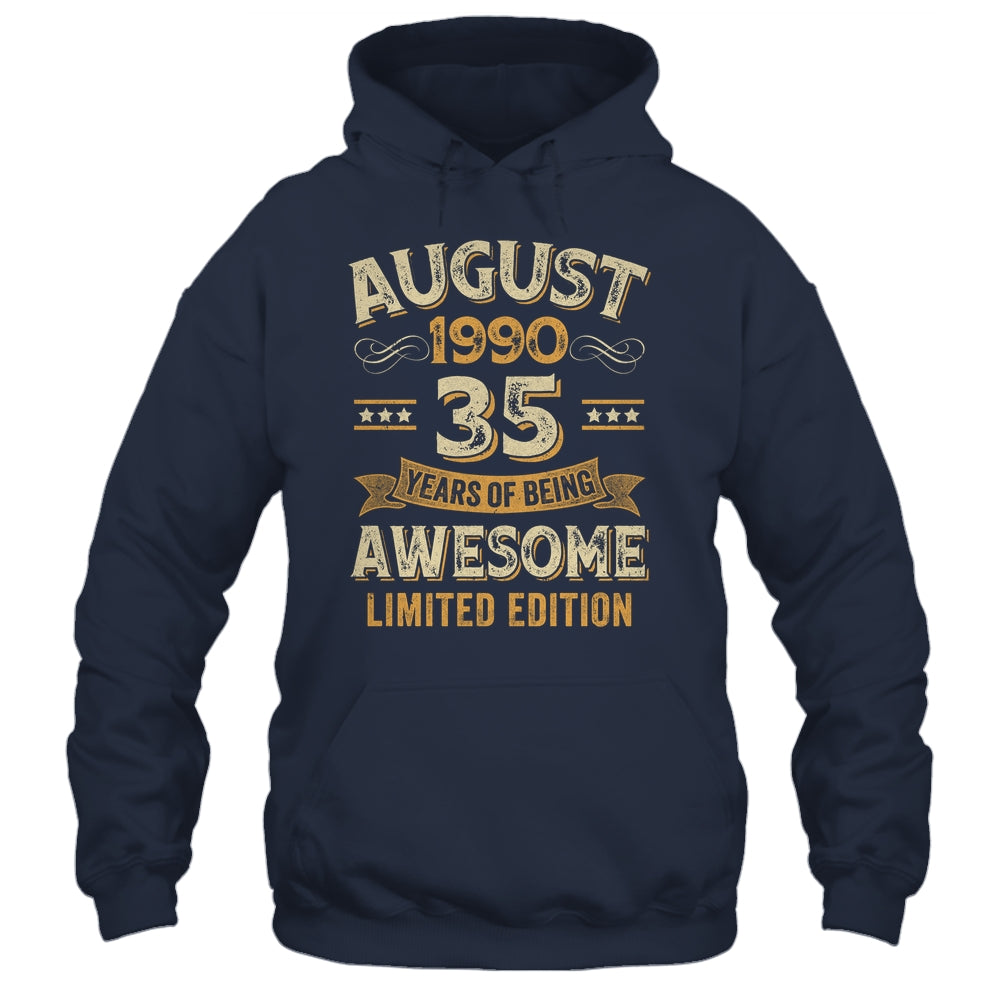 35 Years Awesome Vintage August 1990 35th Birthday Shirt & Hoodie | siriusteestore