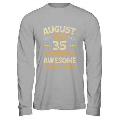 35 Years Awesome Vintage August 1991 35th Birthday Shirt & Hoodie | siriusteestore