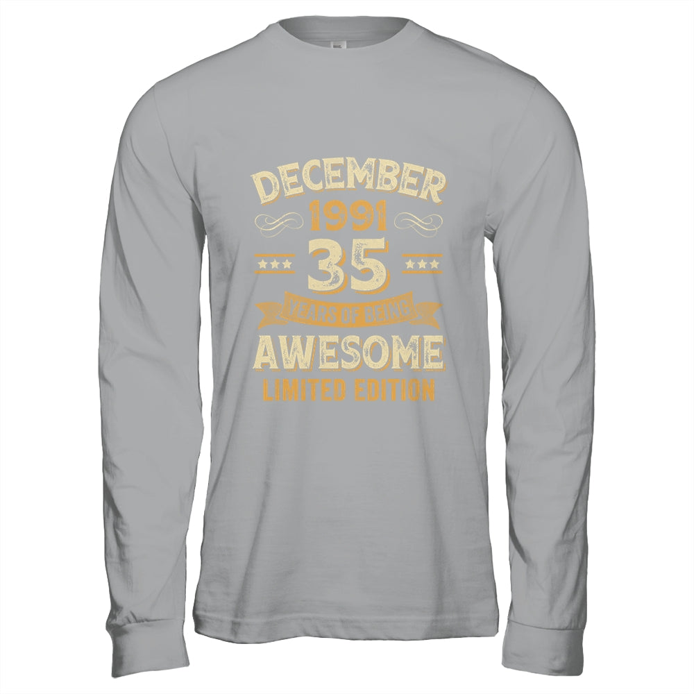 35 Years Awesome Vintage December 1991 35th Birthday Shirt & Hoodie | siriusteestore
