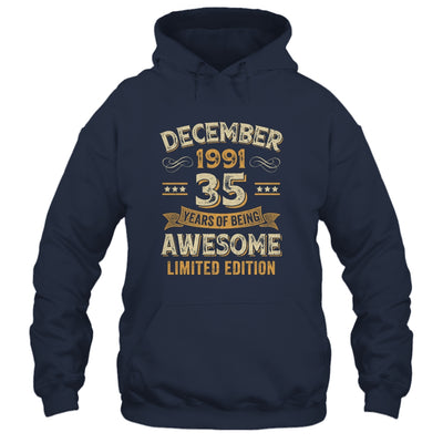 35 Years Awesome Vintage December 1991 35th Birthday Shirt & Hoodie | siriusteestore
