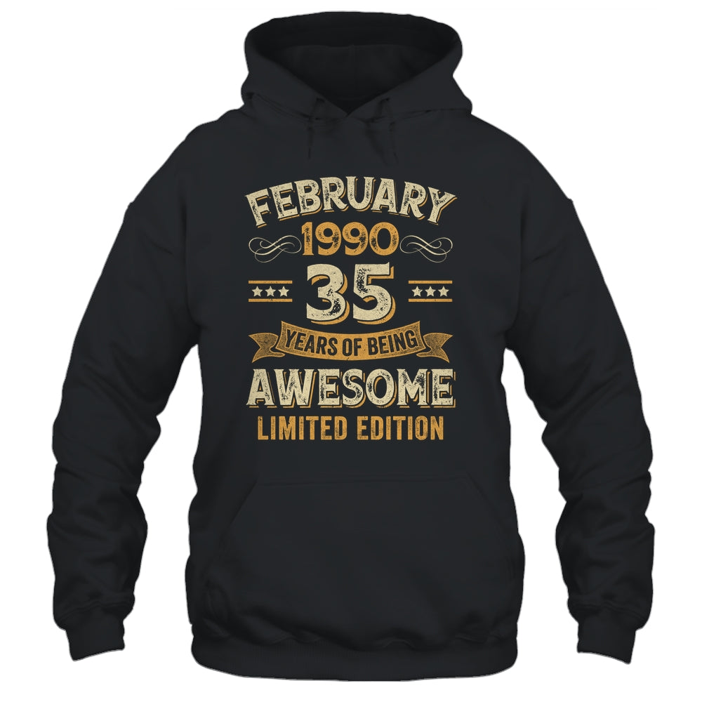 35 Years Awesome Vintage February 1990 35th Birthday Shirt & Hoodie | siriusteestore