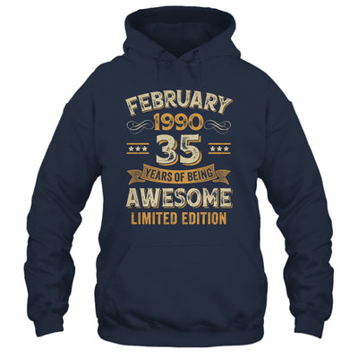 35 Years Awesome Vintage February 1990 35th Birthday Shirt & Hoodie | siriusteestore