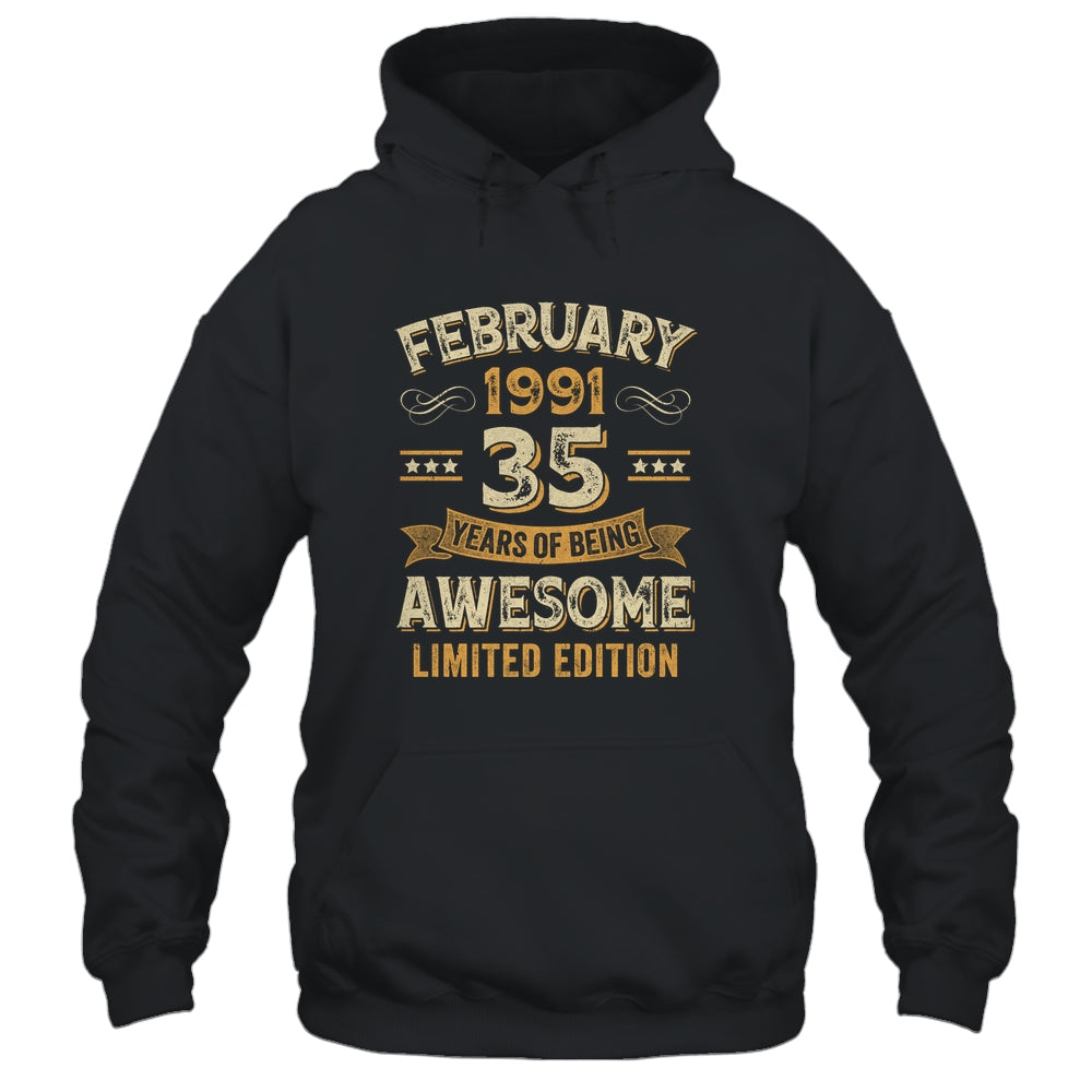 35 Years Awesome Vintage February 1991 35th Birthday Shirt & Hoodie | siriusteestore