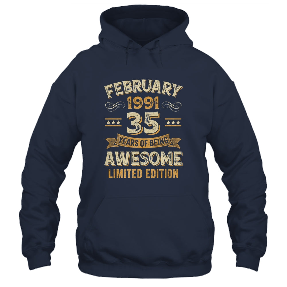 35 Years Awesome Vintage February 1991 35th Birthday Shirt & Hoodie | siriusteestore