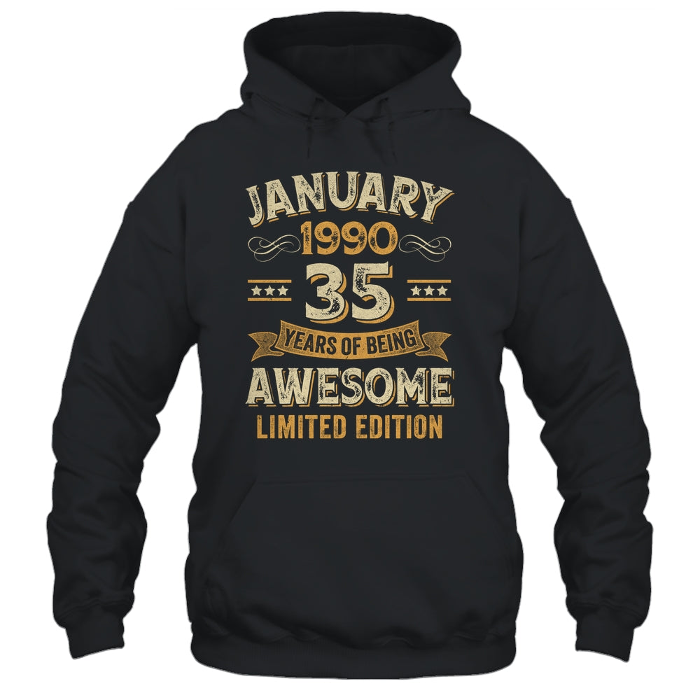 35 Years Awesome Vintage January 1990 35th Birthday Shirt & Hoodie | siriusteestore