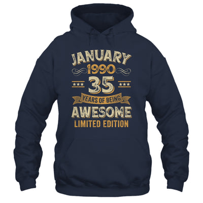 35 Years Awesome Vintage January 1990 35th Birthday Shirt & Hoodie | siriusteestore